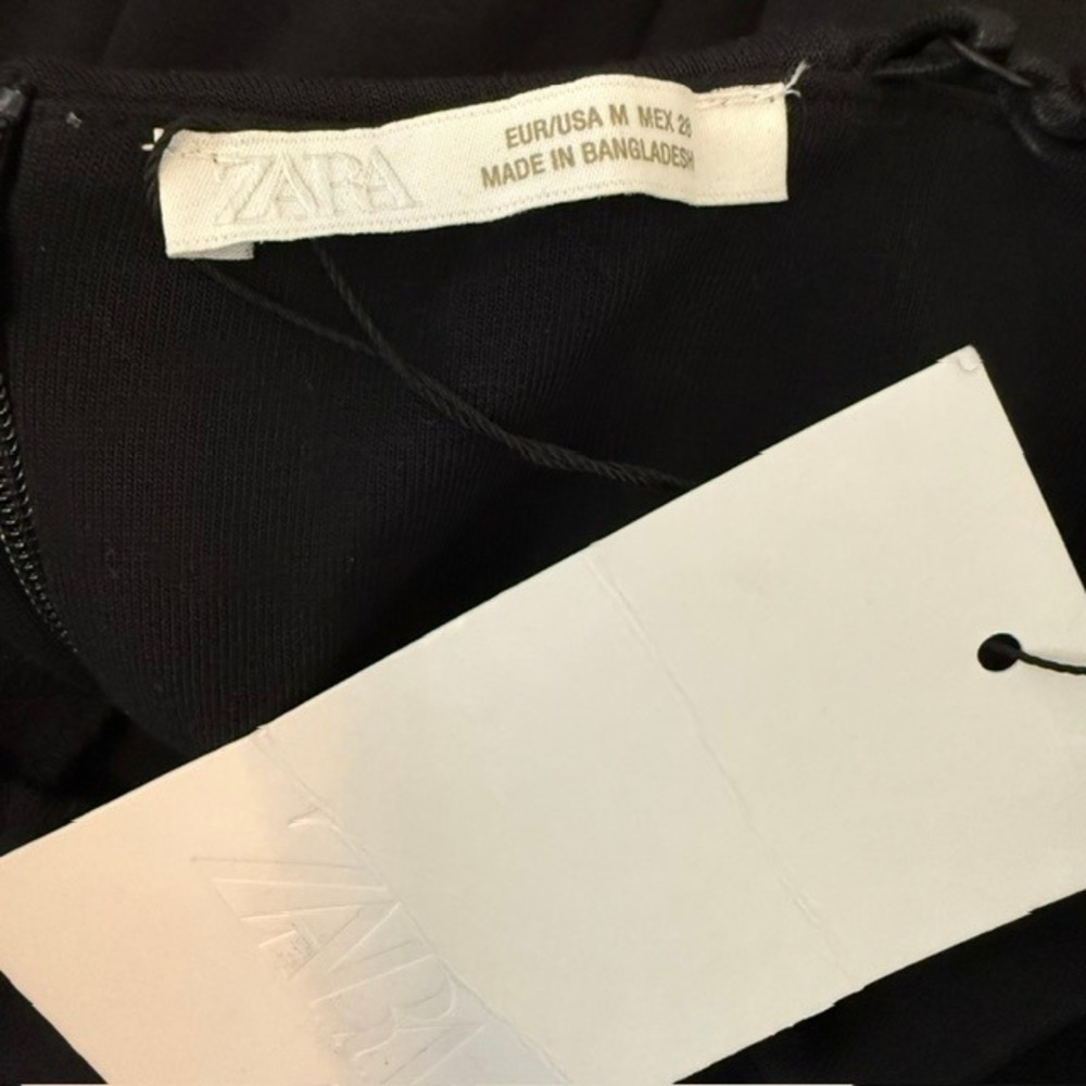 NWT Zara Fit and Flare Mini Dress Sleeveless Sweetheart Neckline Black Medium - Picture 6 of 12